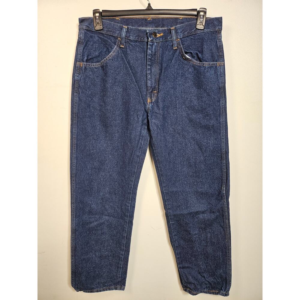 Rustler Men's Straight Leg Regular Fit Denim Blue Jeans 34x29 - 1087619PW.